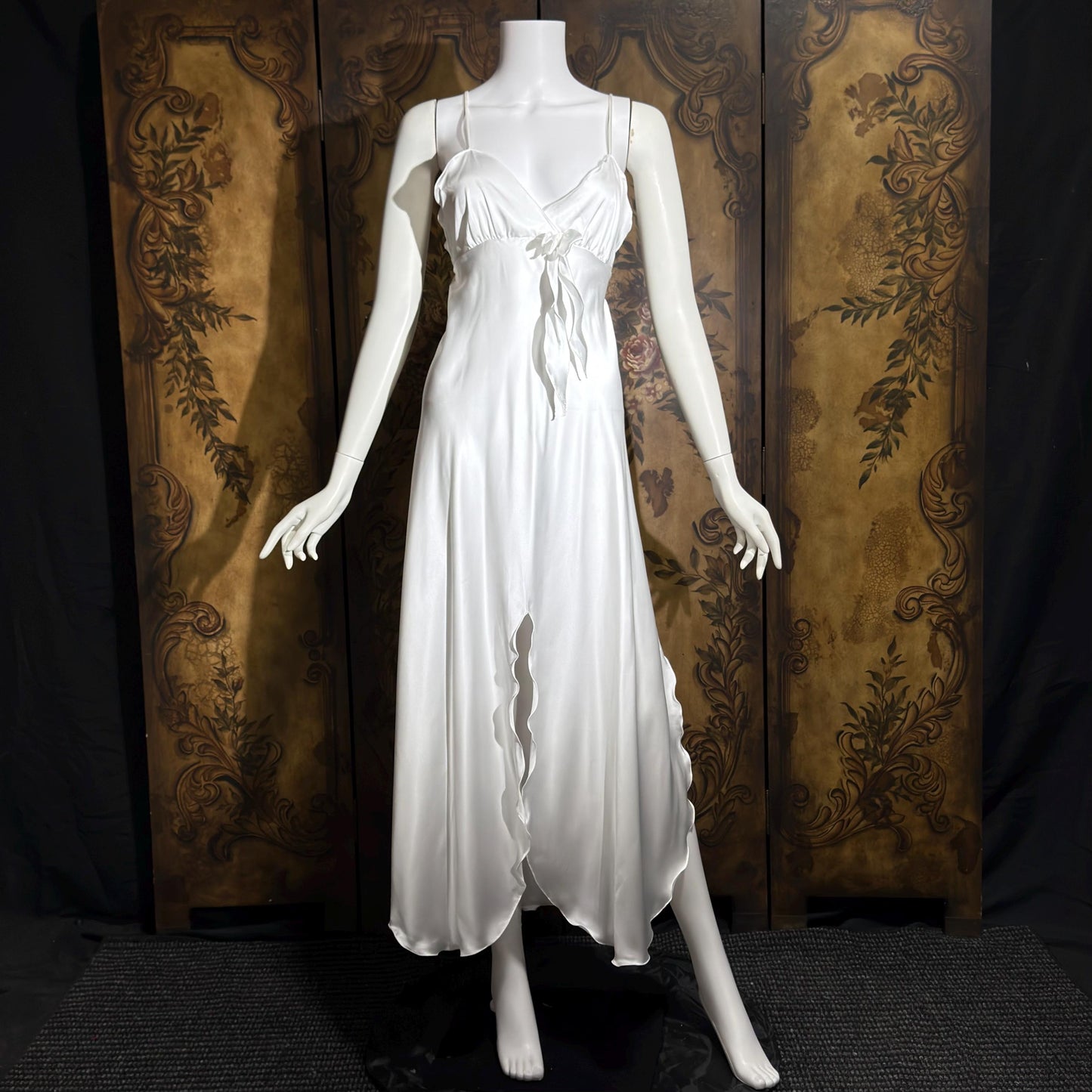 GEORGETTE TRABOLSI Vintage nightgown robe peignoir set, 1980s white lingerie dress set