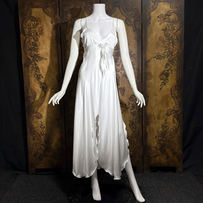 GEORGETTE TRABOLSI Vintage nightgown robe peignoir set, 1980s white lingerie dress set