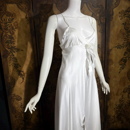 GEORGETTE TRABOLSI Vintage nightgown robe peignoir set, 1980s white lingerie dress set