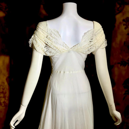 LADY DUFF vintage 1940s nightgown slip dress, White Bur-Mil Nylon lingerie dress