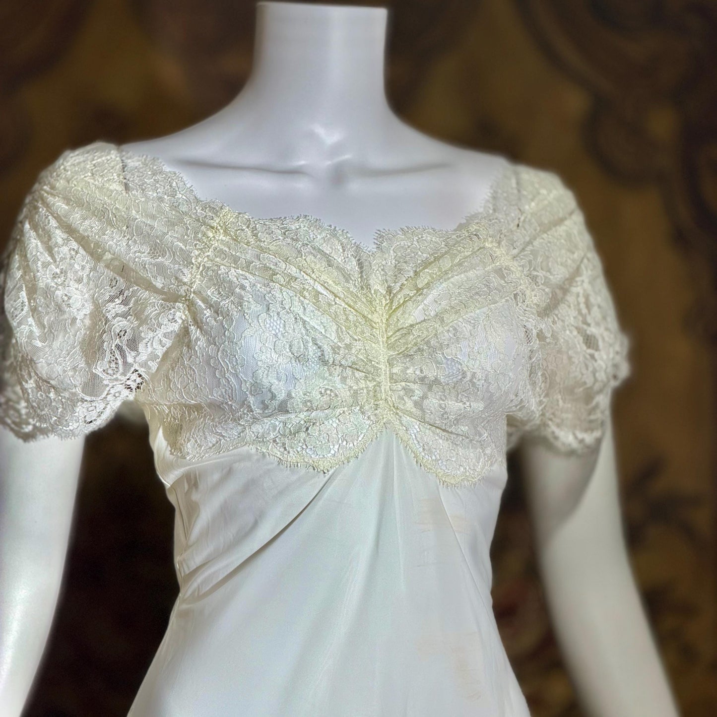 LADY DUFF vintage 1940s nightgown slip dress, White Bur-Mil Nylon lingerie dress