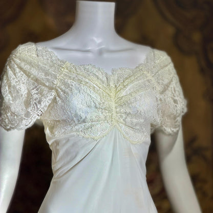 LADY DUFF vintage 1940s nightgown slip dress, White Bur-Mil Nylon lingerie dress
