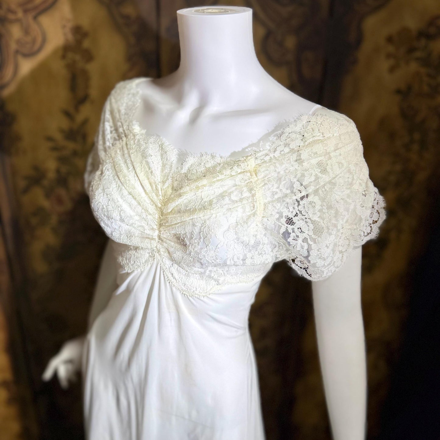 LADY DUFF vintage 1940s nightgown slip dress, White Bur-Mil Nylon lingerie dress