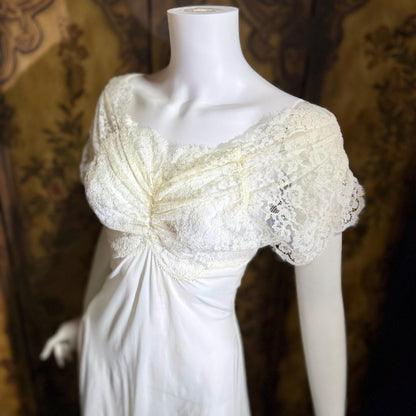 LADY DUFF vintage 1940s nightgown slip dress, White Bur-Mil Nylon lingerie dress