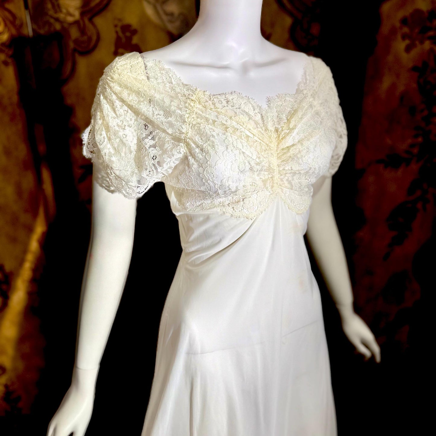 LADY DUFF vintage 1940s nightgown slip dress, White Bur-Mil Nylon lingerie dress