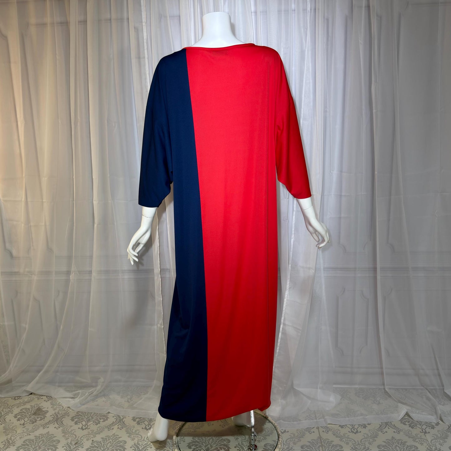ALFRED SHAHEEN Vintage 1970s caftan dress, Hawaii screen print maxi house dress kaftan