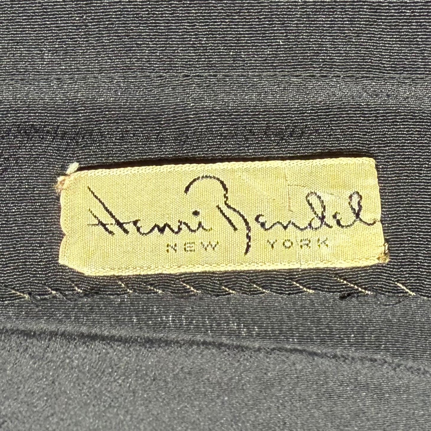 HENRI BENDEL vintage evening dress gown, 1950s black silk lace cocktail party ball gown