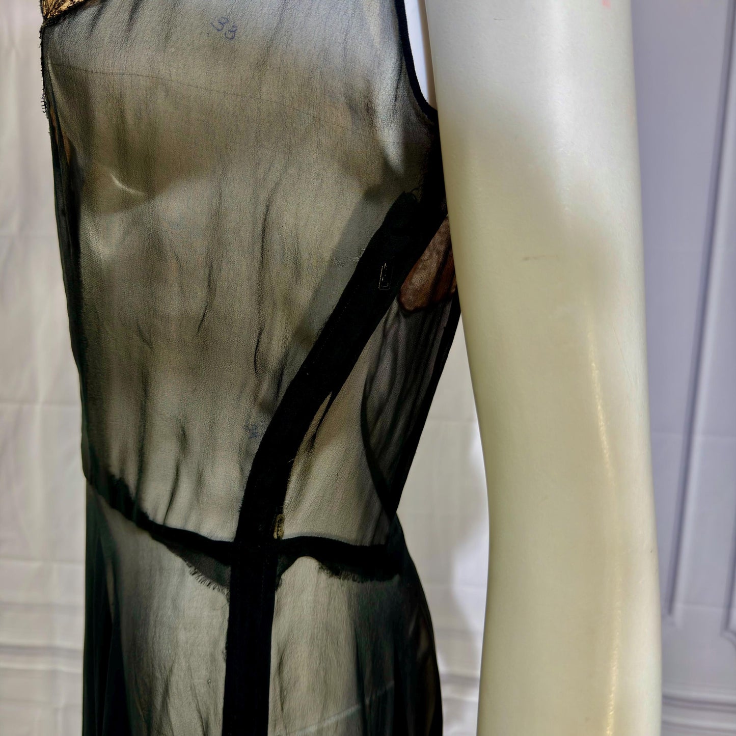 1950s vintage evening cocktail dress, SHEER black silk chiffon party dress