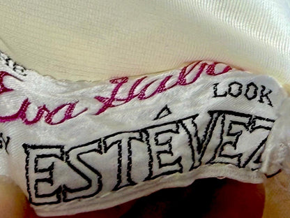ESTEVEZ vintage 1970s cocktail dress, Eva Gabor Look White Marilyn Monroe style halter dress