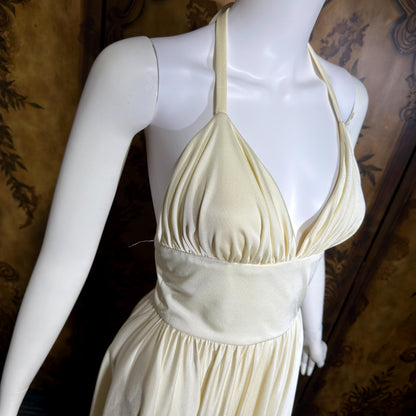 ESTEVEZ vintage 1970s cocktail dress, Eva Gabor Look White Marilyn Monroe style halter dress