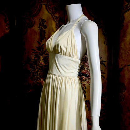 ESTEVEZ vintage 1970s cocktail dress, Eva Gabor Look White Marilyn Monroe style halter dress