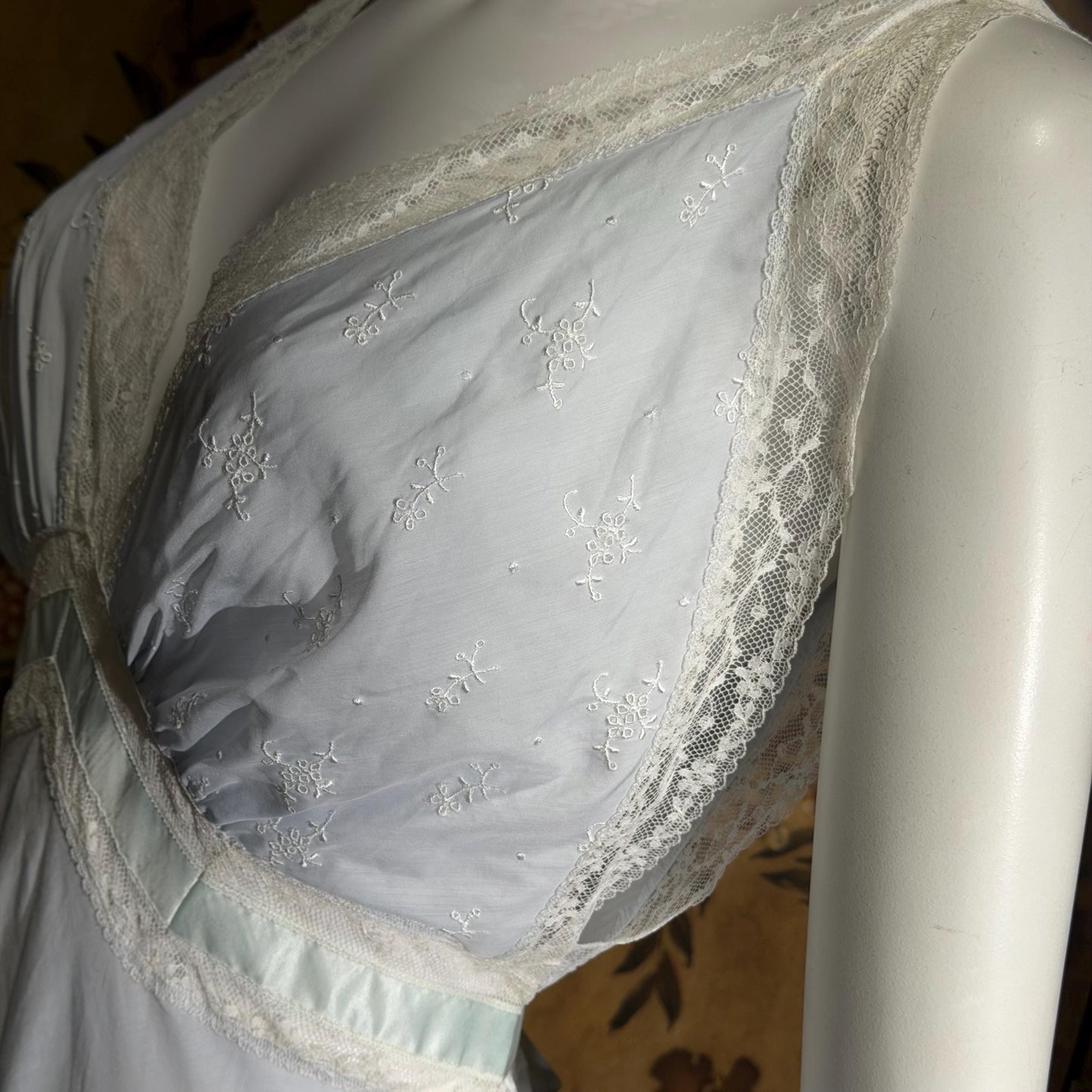 FISCHER vintage 1940s nightgown slip dress, HEAVENLY LINGERIE powder blue cotton blend