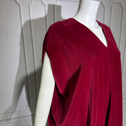 HALSTON IV vintage 1970s Kaftan evening dress, Bergdorf Dorian Burgundy Red Velour Caftan Dress