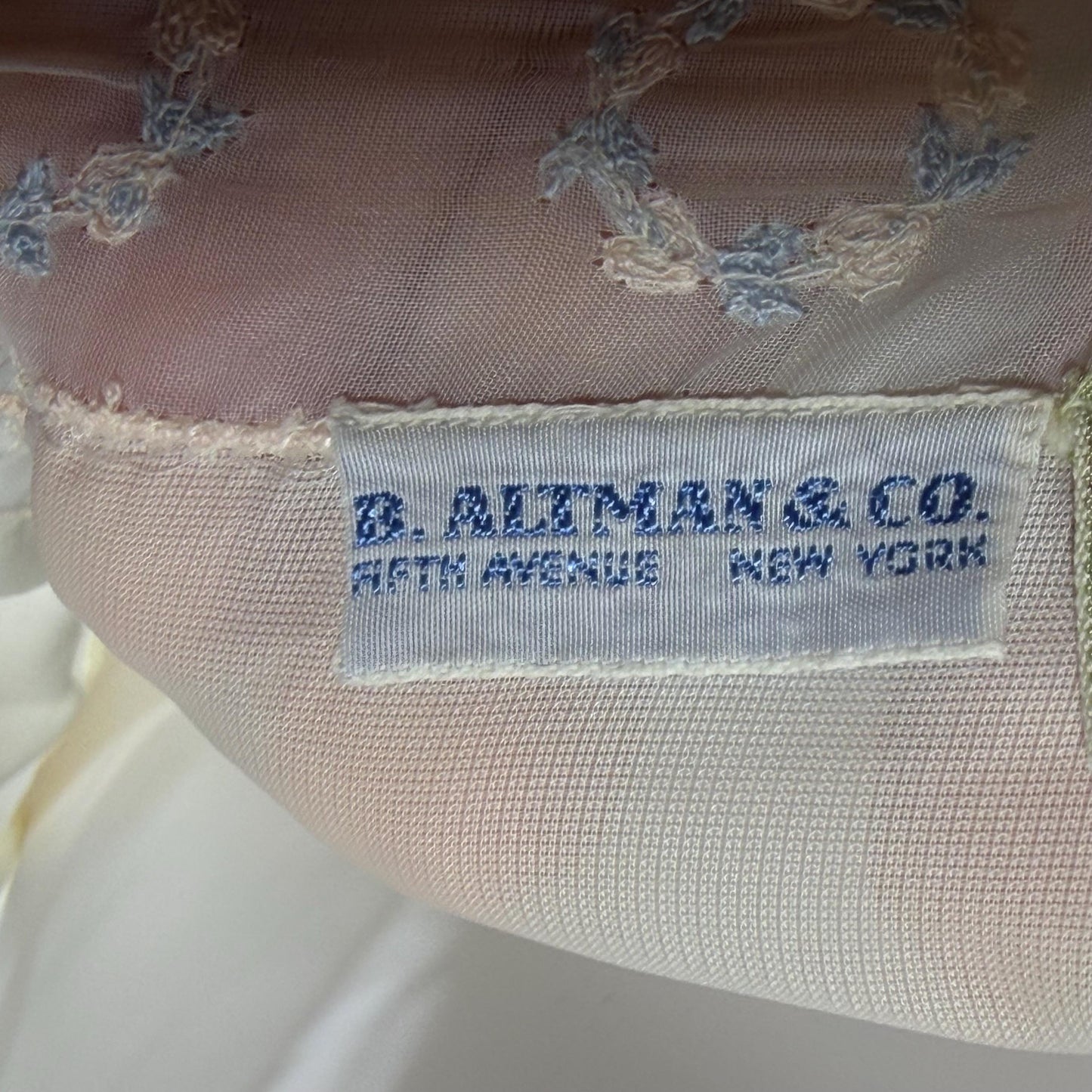 B ALTMAN vintage 1950s nightgown slip dress, Two Roses creamy white lingerie dress