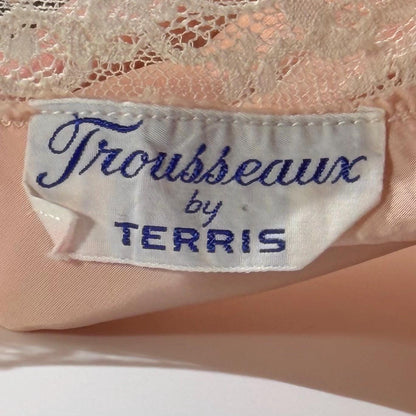 TROUSSEAU vintage 1940s nightgown slip dress, by Terris Rayon Pink lingerie dress