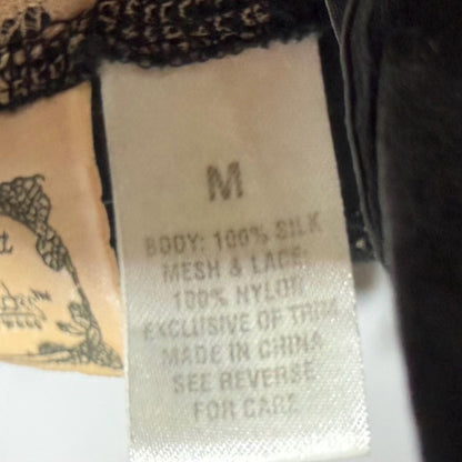 JACALYN BENNETT vintage silk nightgown slip dress, FREDERICKS 1990s black silk and sheer mesh lingerie dress