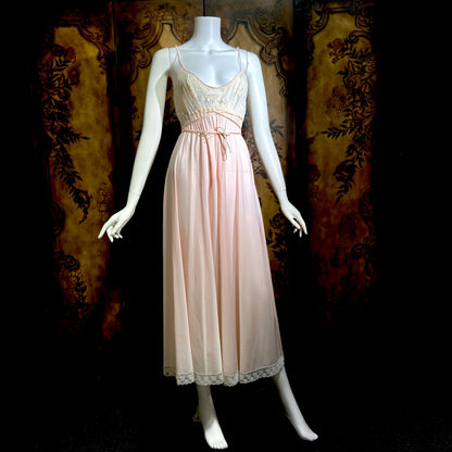LUCIE ANN Vintage nightgown robe set, Claire Sandra peignoir set, 1960s pink long lingerie set