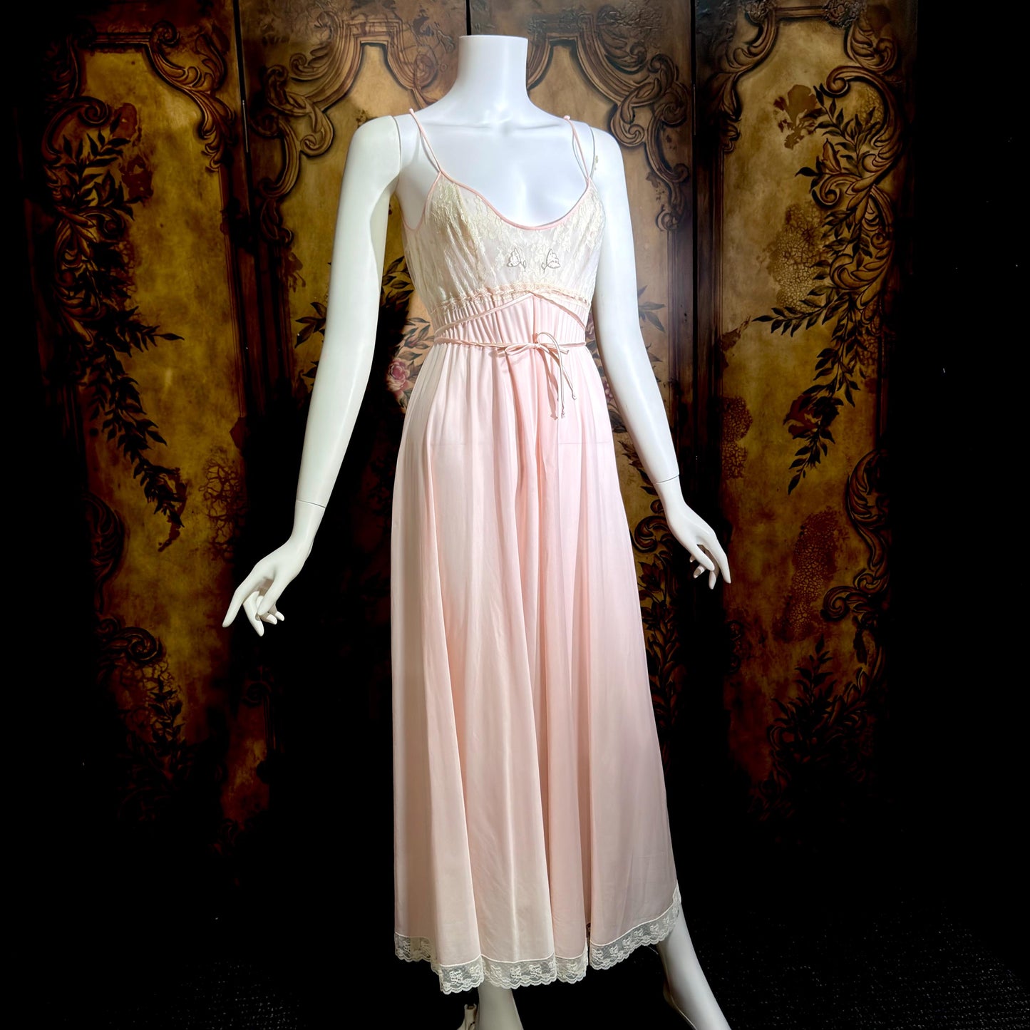 LUCIE ANN Vintage nightgown robe set, Claire Sandra peignoir set, 1960s pink long lingerie set