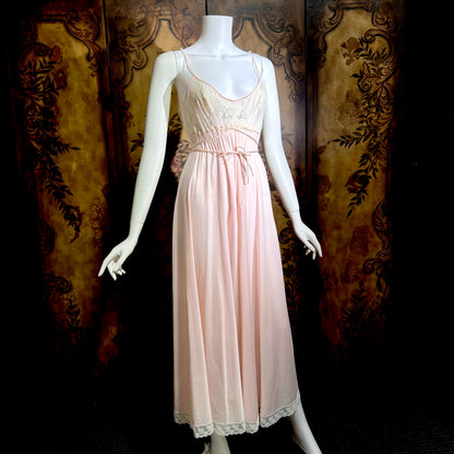 LUCIE ANN Vintage nightgown robe set, Claire Sandra peignoir set, 1960s pink long lingerie set
