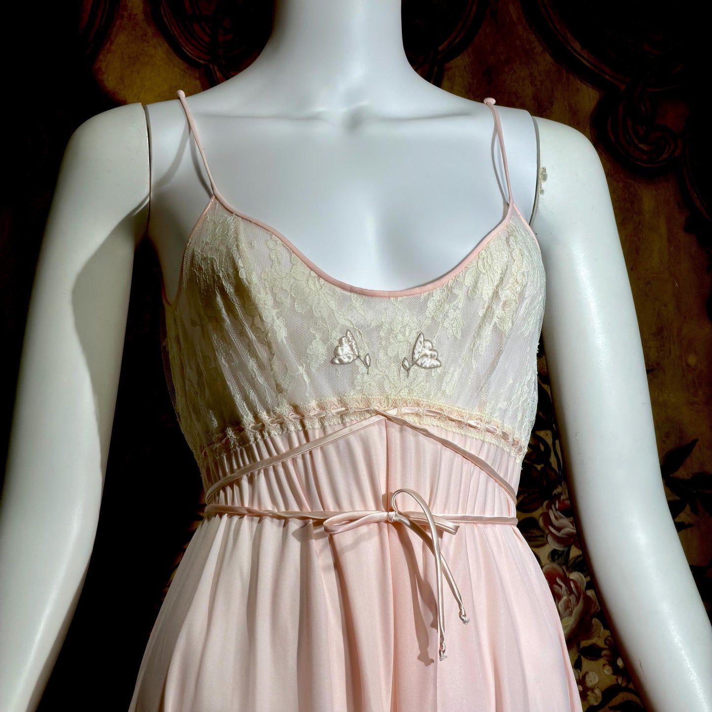 LUCIE ANN Vintage nightgown robe set, Claire Sandra peignoir set, 1960s pink long lingerie set