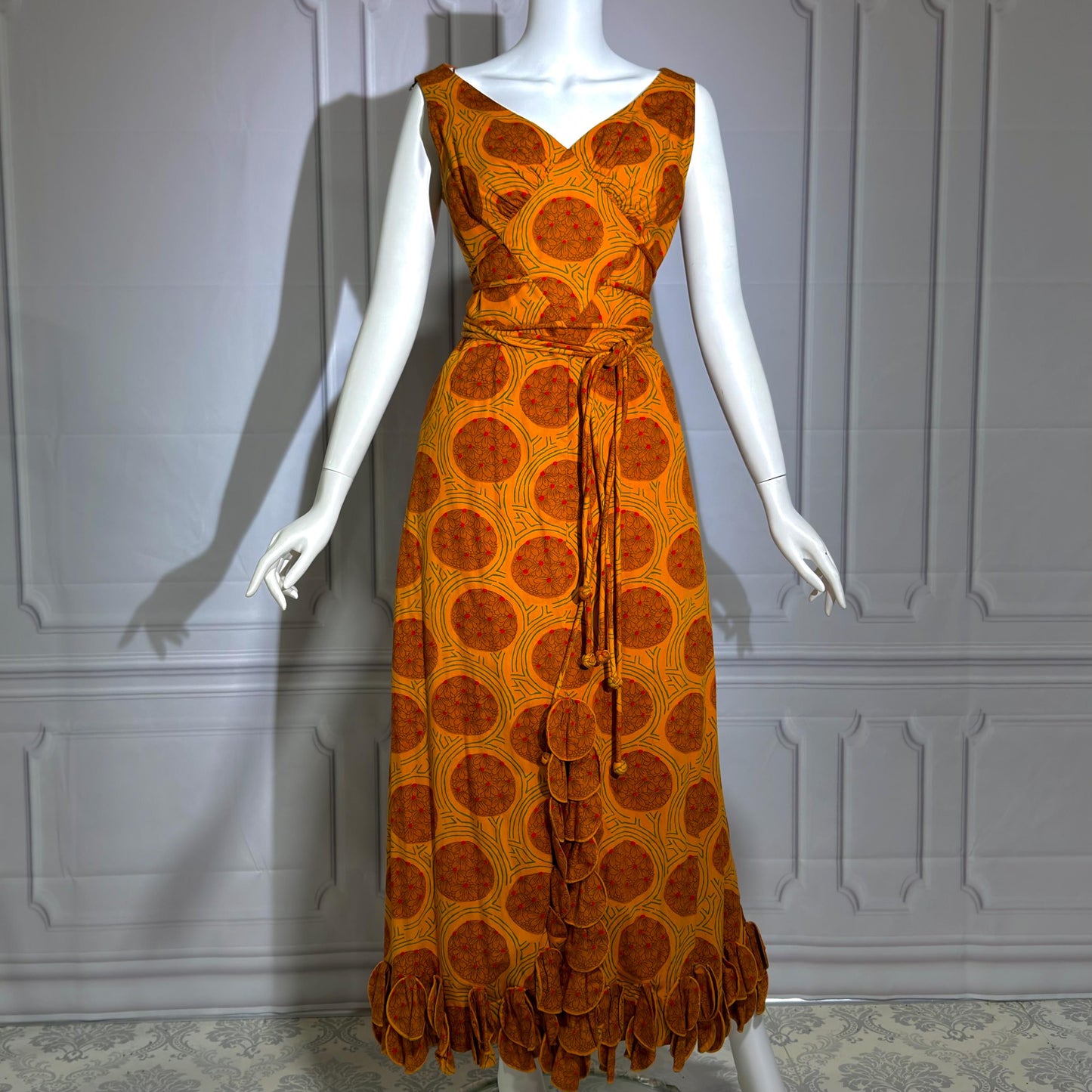 SIAM BOUTIQUE vintage 1960s evening maxi dress, cotton cocktail party dress, medium