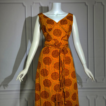 SIAM BOUTIQUE vintage 1960s evening maxi dress, cotton cocktail party dress, medium