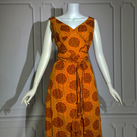 SIAM BOUTIQUE vintage 1960s evening maxi dress, cotton cocktail party dress, medium