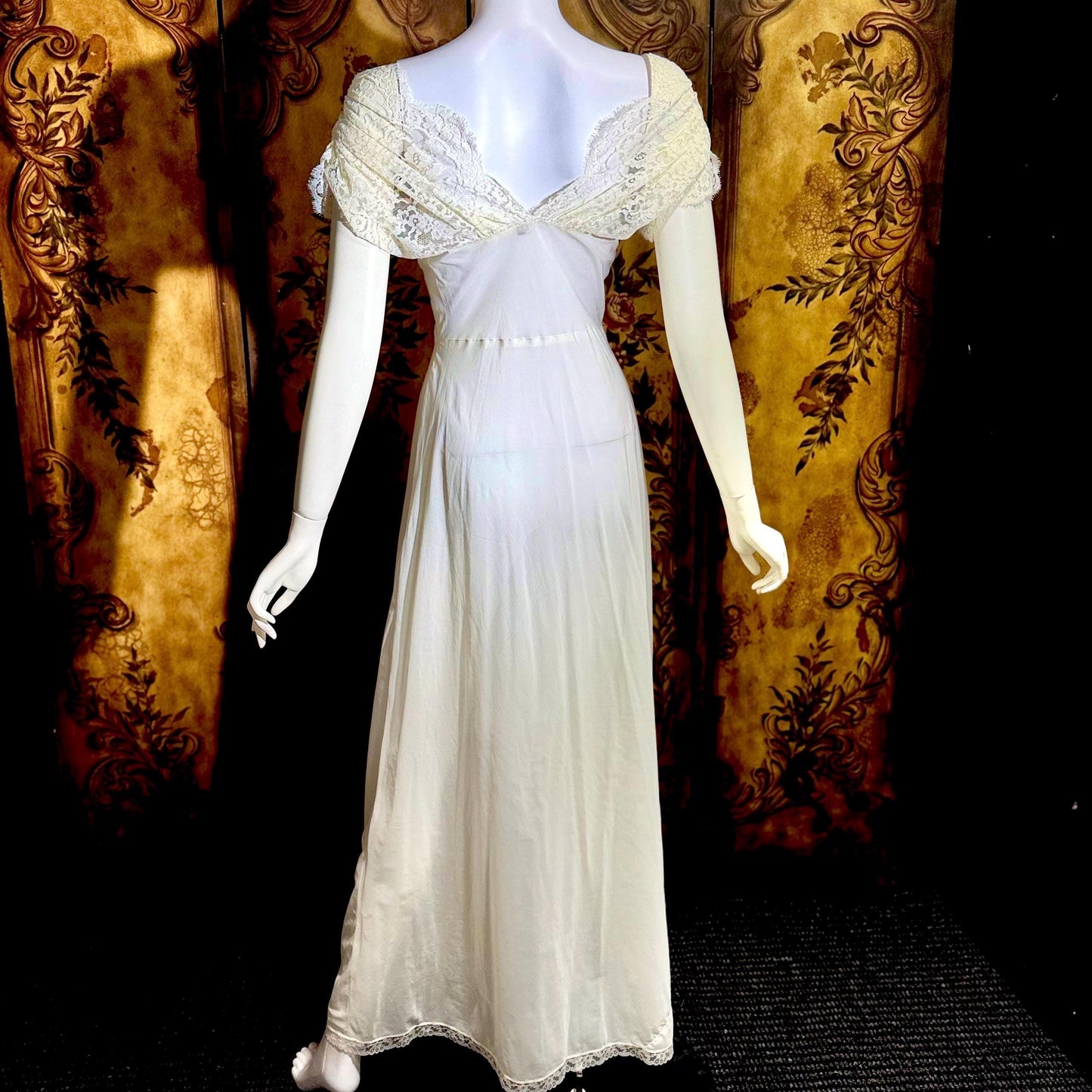 LADY DUFF vintage 1940s nightgown slip dress, White Bur-Mil Nylon lingerie dress