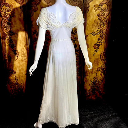 LADY DUFF vintage 1940s nightgown slip dress, White Bur-Mil Nylon lingerie dress