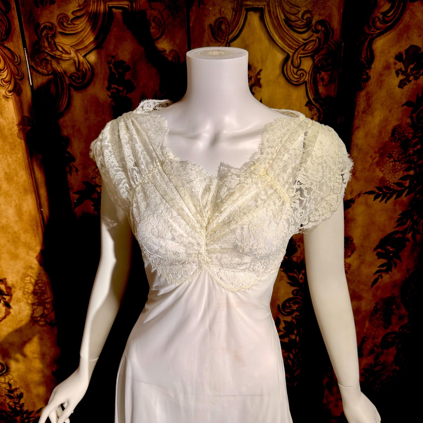 LADY DUFF vintage 1940s nightgown slip dress, White Bur-Mil Nylon lingerie dress