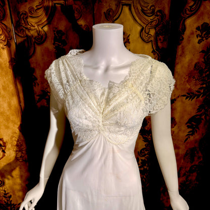 LADY DUFF vintage 1940s nightgown slip dress, White Bur-Mil Nylon lingerie dress