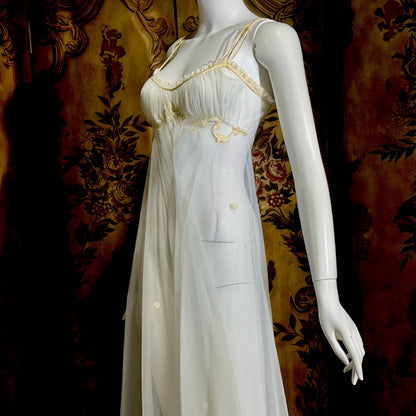 JUEL PARK Vintage 1960s nightgown slip dress, white cherub wedding lingerie dress, Gift for Laura