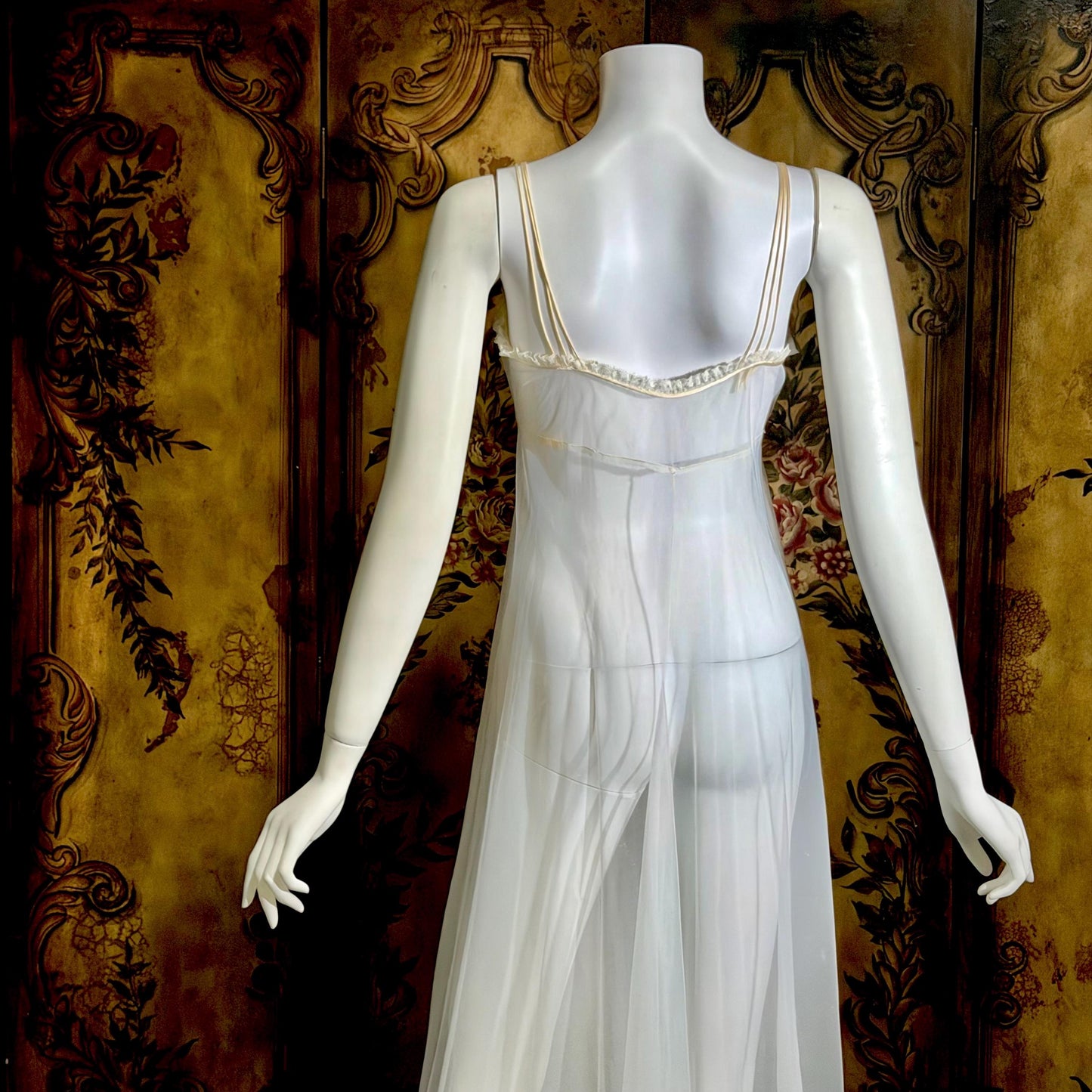 JUEL PARK Vintage 1960s nightgown slip dress, white cherub wedding lingerie dress, Gift for Laura