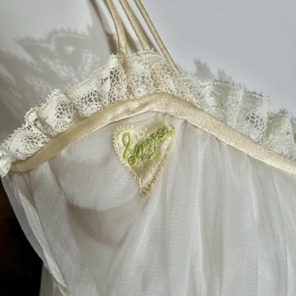 JUEL PARK Vintage 1960s nightgown slip dress, white cherub wedding lingerie dress, Gift for Laura