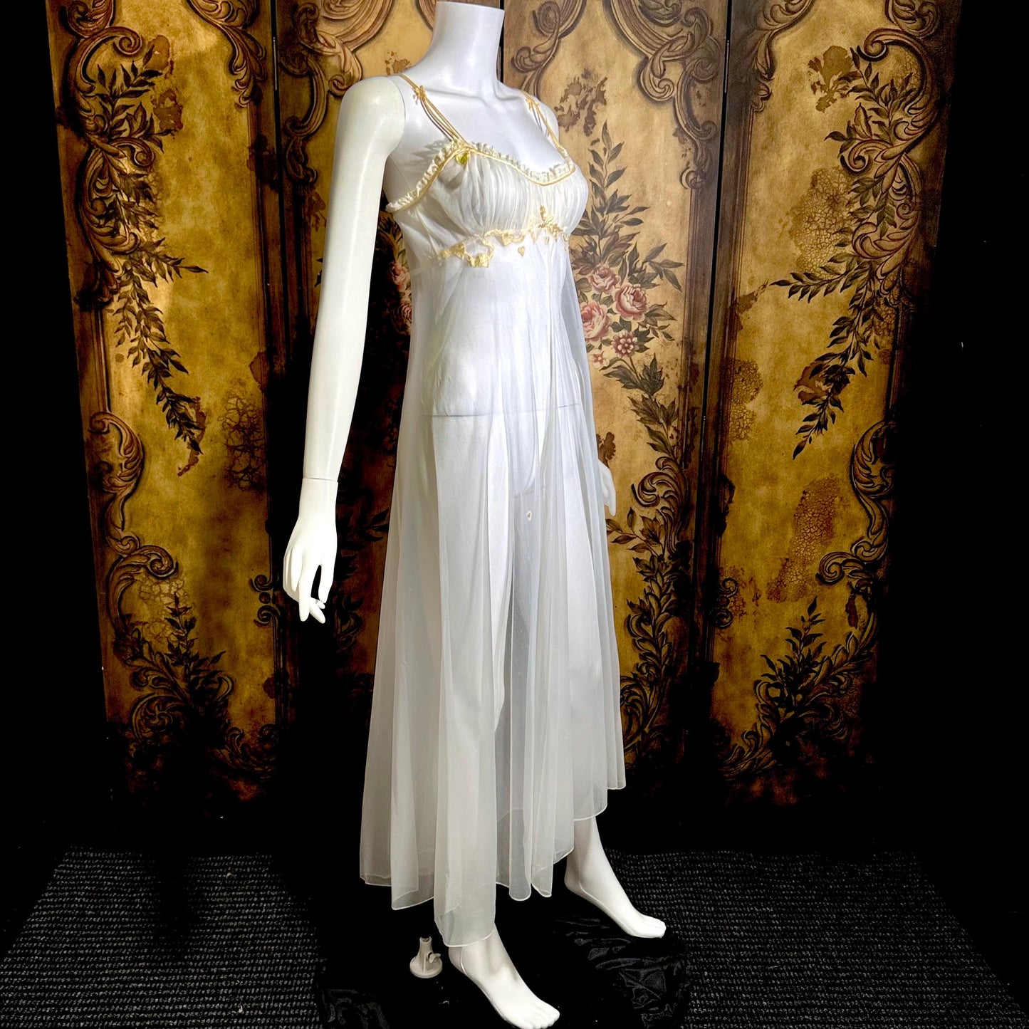 JUEL PARK Vintage 1960s nightgown slip dress, white cherub wedding lingerie dress, Gift for Laura