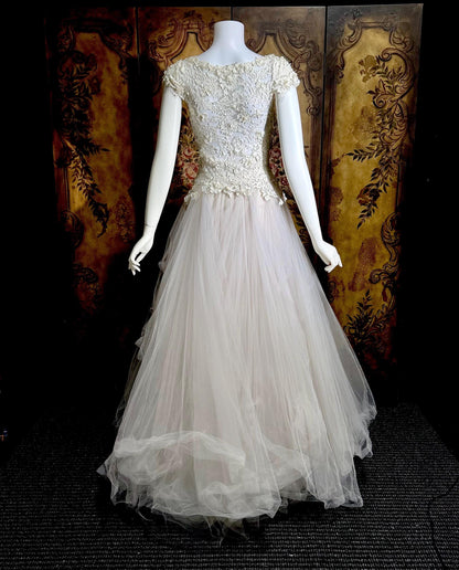 DAVID FIELDEN vintage wedding dress, Sposa Y2K cupcake tulle 3D cutwork bridal ball gown