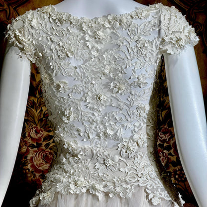 DAVID FIELDEN vintage wedding dress, Sposa Y2K cupcake tulle 3D cutwork bridal ball gown