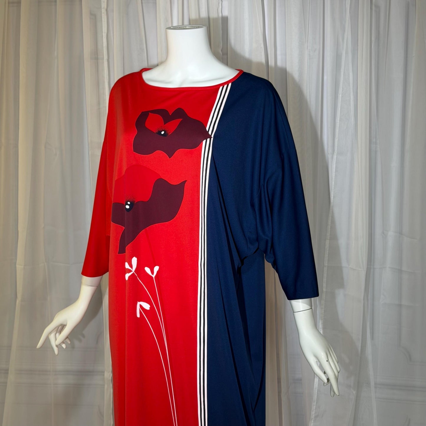 ALFRED SHAHEEN Vintage 1970s caftan dress, Hawaii screen print maxi house dress kaftan