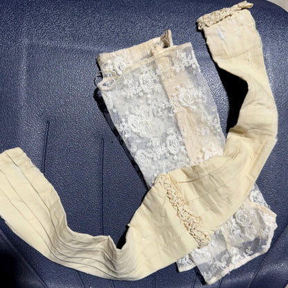 1906 Edwardian Victorian wedding dress, Vintage custom made white cotton high neck 4 pc gown