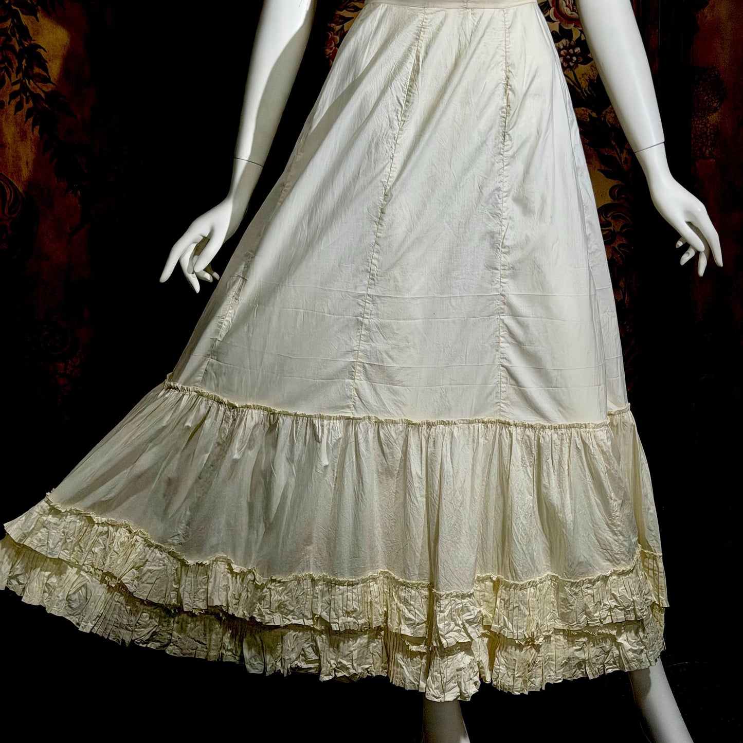 1906 Edwardian Victorian wedding dress, Vintage custom made white cotton high neck 4 pc gown