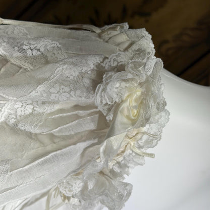 1970s vintage Mexican Wedding dress, White cotton gauze pin tuck off shoulder ball gown