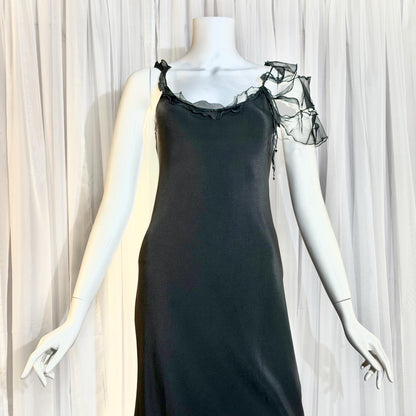 CAROL PERETZ Vintage evening dress, 1990s black silk mermaid slip dress
