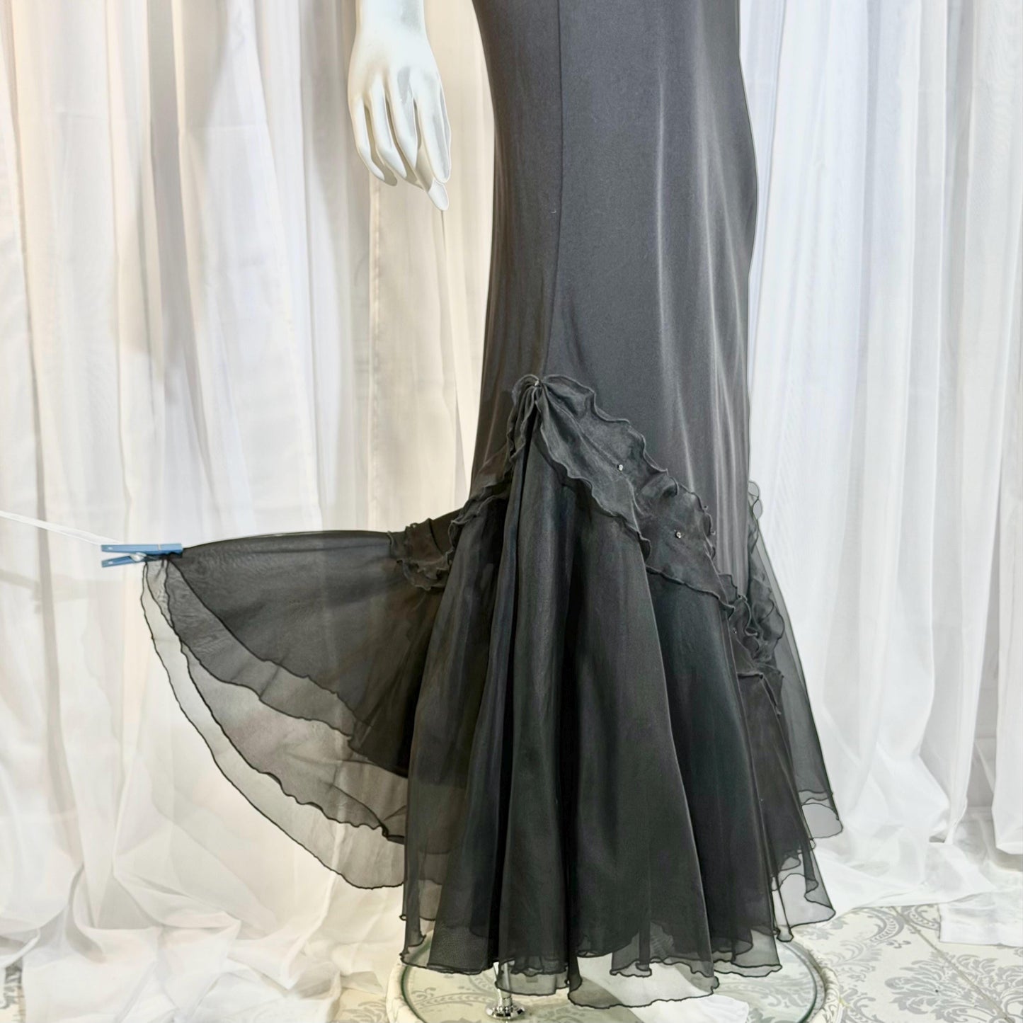 CAROL PERETZ Vintage evening dress, 1990s black silk mermaid slip dress