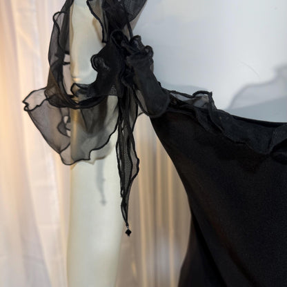 CAROL PERETZ Vintage evening dress, 1990s black silk mermaid slip dress