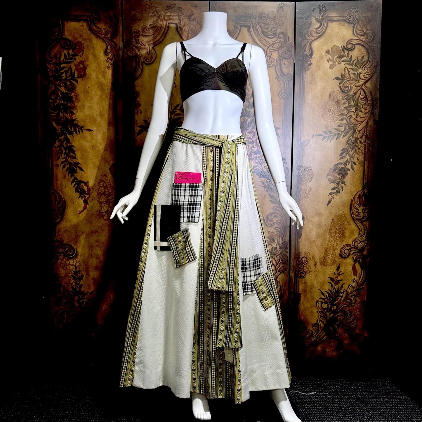 CHESSA DAVIS maxi skirt, 1970s patchwork hippie boho cotton skirt