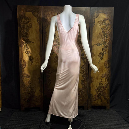 1940s vintage Nightgown Slip Dress, Shimmering Pink Shadow Stripe XS lingerie dress