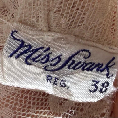 MISS SWANK Vintage 1940s Nightgown Slip Dress, Salmon Pink Bias Cut Lingerie Dress
