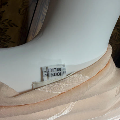 CAROL PERETZ Vintage evening dress, 1990s peachy pink bias cut silk slip dress and shawl