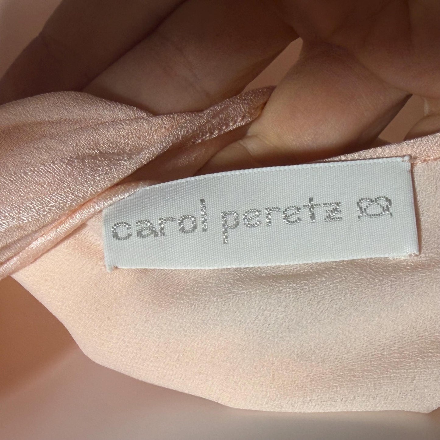 CAROL PERETZ Vintage evening dress, 1990s peachy pink bias cut silk slip dress and shawl