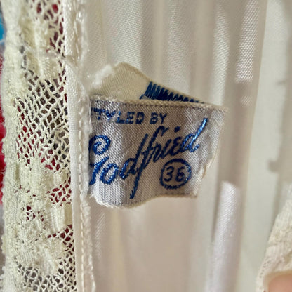 GODFRIED vintage 1930s Nightgown Slip Dress, Shiny white rayon lingerie dress
